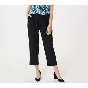 LOGO by Lori Goldstein Womens Tricotine Pull On Slim Leg Pant Size Large Black